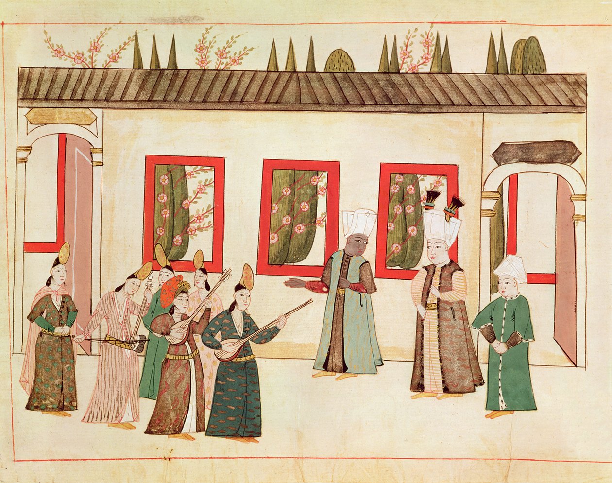 Ms 1671 O Sultão com seu favorito acompanhado por músicos e cantores, c.1580 de Islamic School