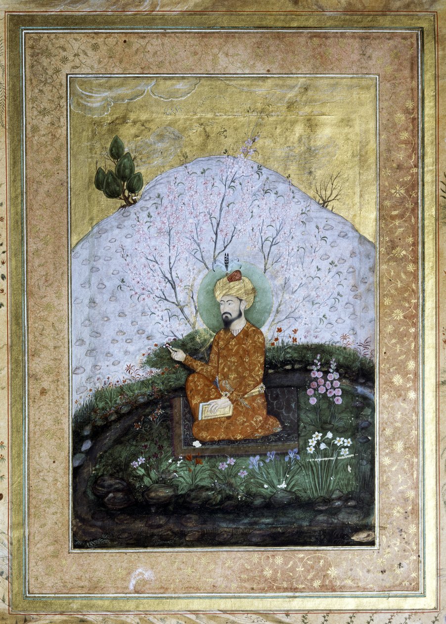 BABUR Zahir al-Din Muhammad (1483-1530): Miniatura mogol do século XVII de Islamic School