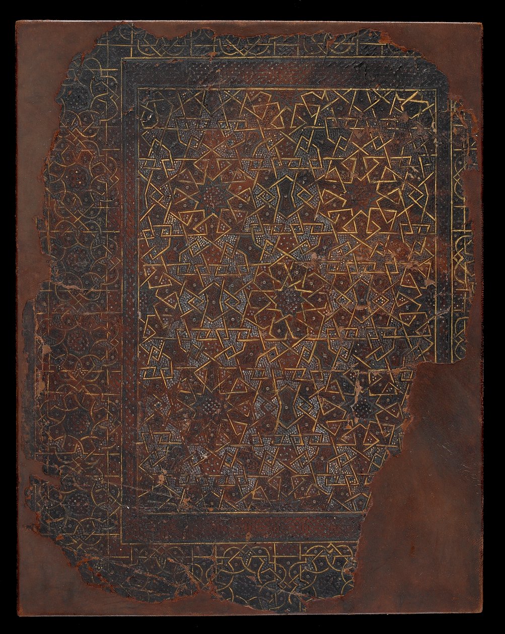 Capa do livro, Egito ou Síria, período mameluco (couro sobre pastilhas) de Islamic School