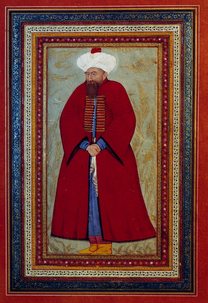 Arte islâmica: Retrato do Sultão Otomano Mehmet (ou Mehmed ou Mohammed) Celebi I (1389-1421). Miniatura por volta de 1550. Paris, Museu do Louvre de Islamic School