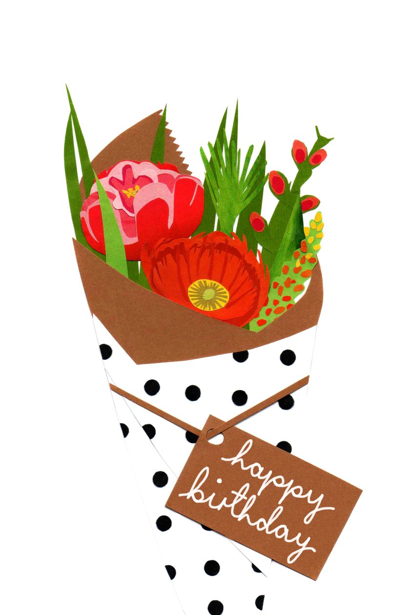 Bouquet de aniversário, 2014 (papel cortado) de Isobel Barber