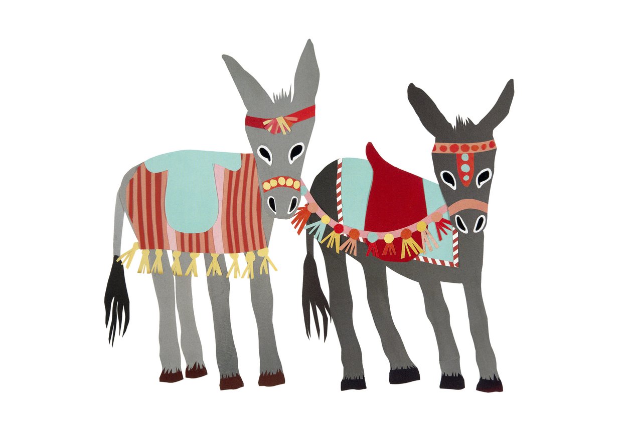 Burros, 2014 (papel cortado) de Isobel Barber