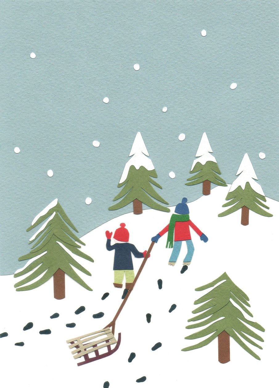 Trenó, 2014 (papel cortado) de Isobel Barber