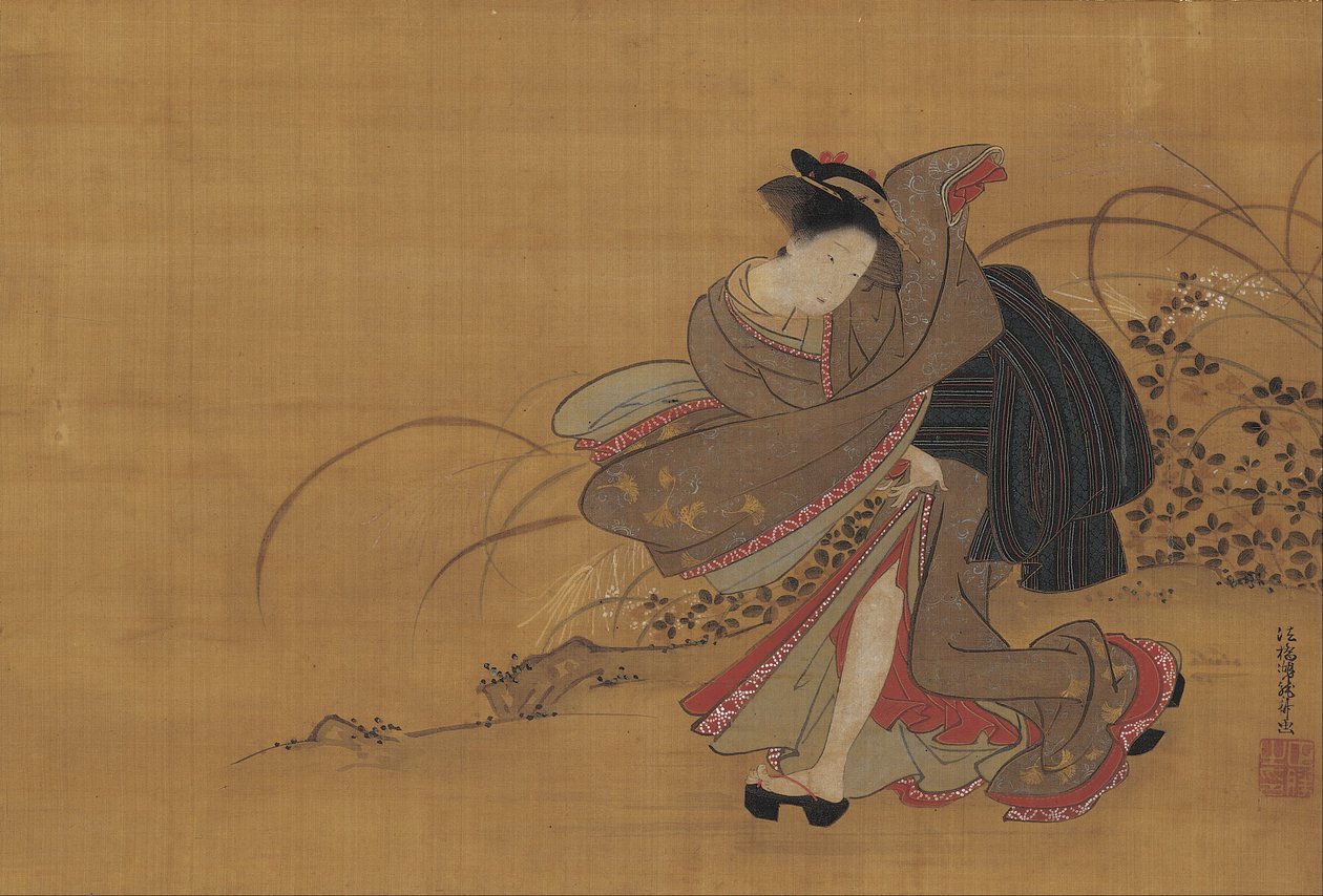 Beleza num campo de outono de Isoda Koryusai