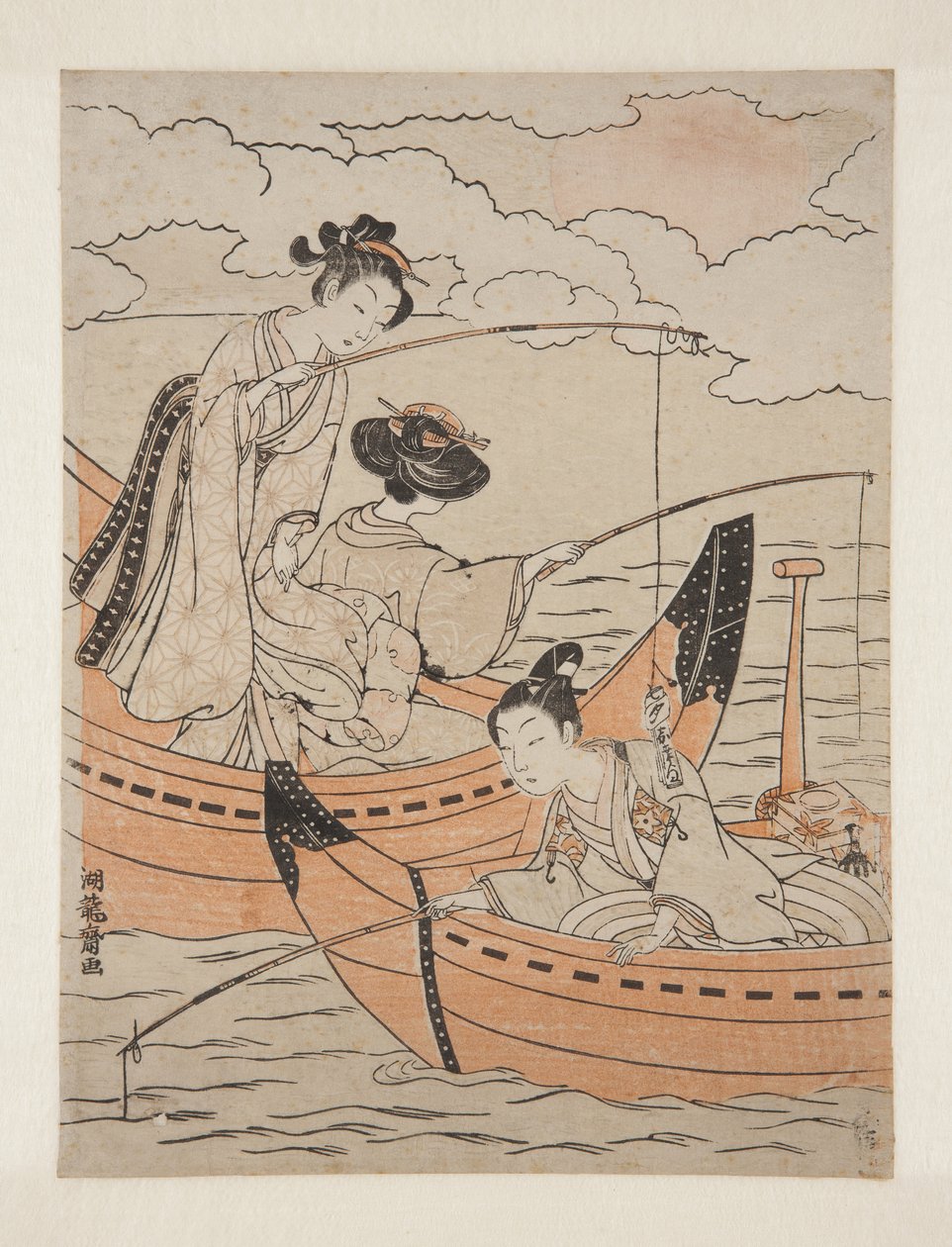 Boats of Love (Koi no fune) (impressão em bloco de madeira colorida) de Isoda Koryusai