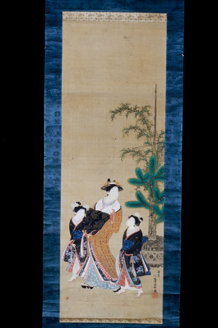 Cortesã com duas acompanhantes de Isoda Koryusai