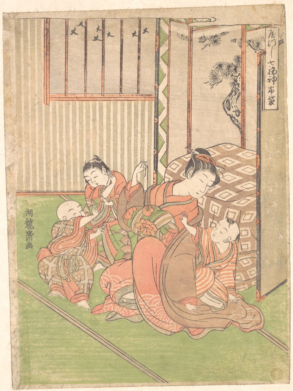 Hotei disfarçado ou transformado de Isoda Koryusai
