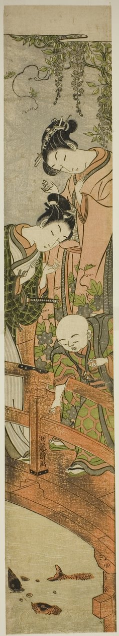 Alimentando a carpa em Kameido de Isoda Koryusai