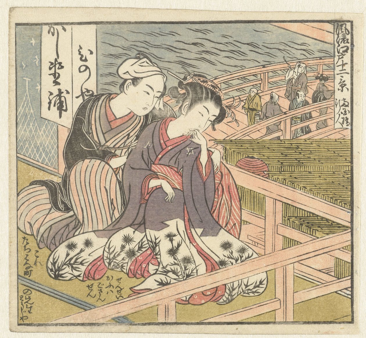 Amo o casal na varanda Doze Vistas de Edo Sofisticado (título da série) Furyu Edo junikei (título da série no objeto) de Isoda Koryusai