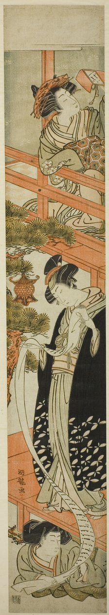 Paródia da cena da leitura de cartas em Chushingura de Isoda Koryusai