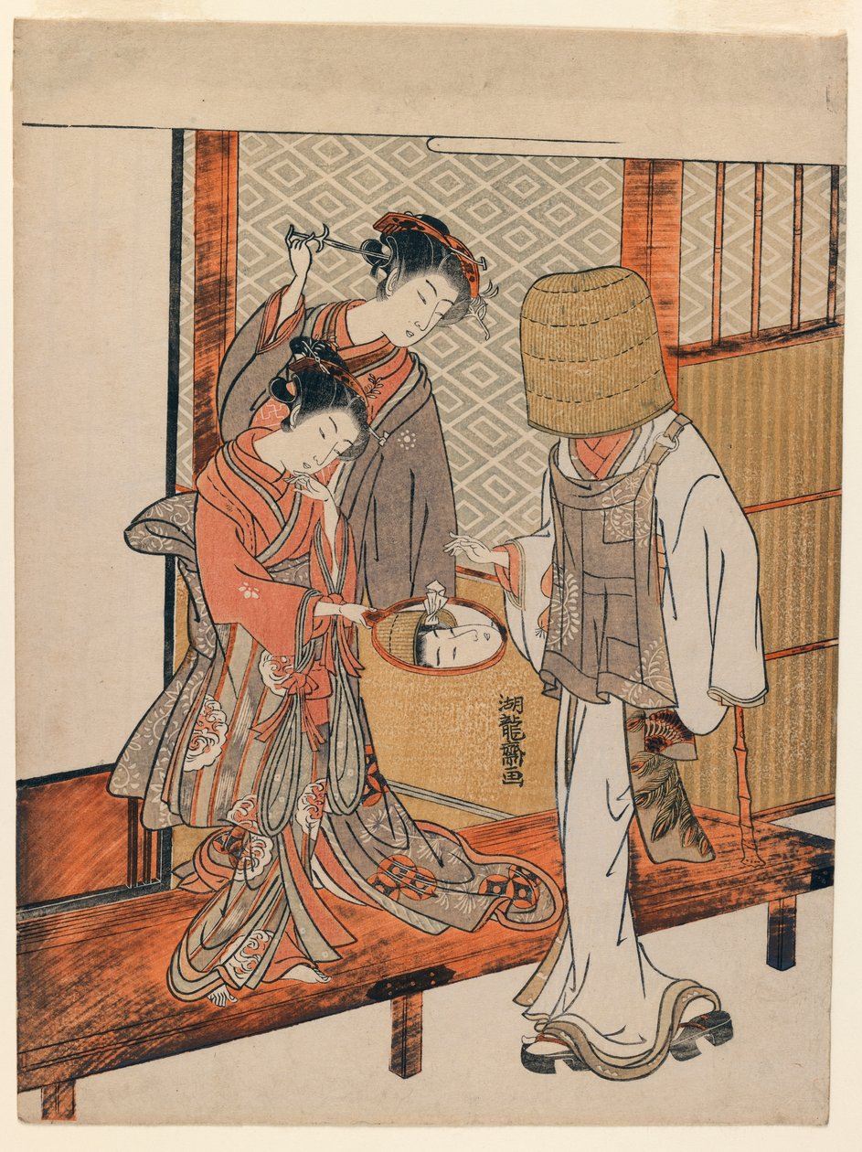 O disfarce vão, c.1770 (impressão do woodblock da cor) de Isoda Koryusai