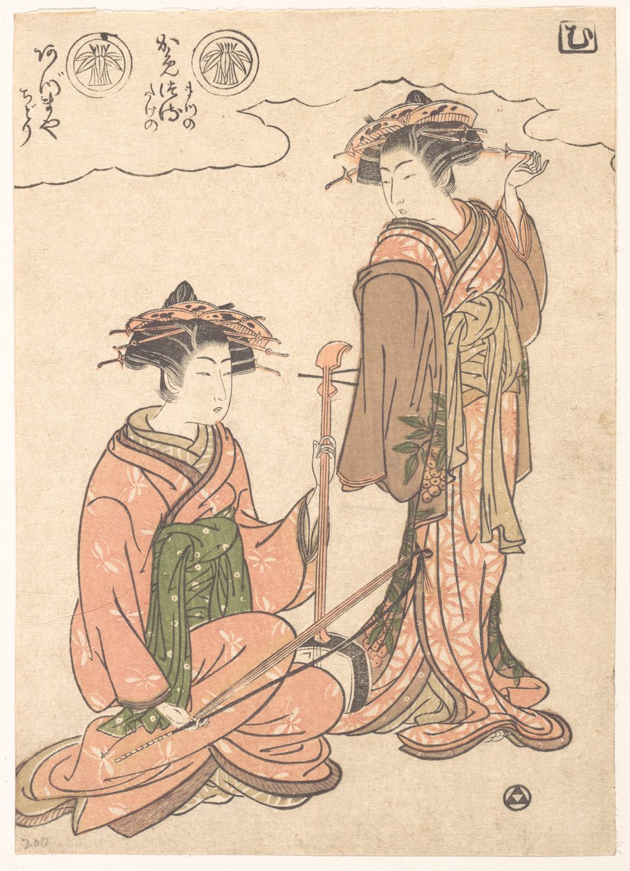 Duas gueixas de Isoda Koryusai
