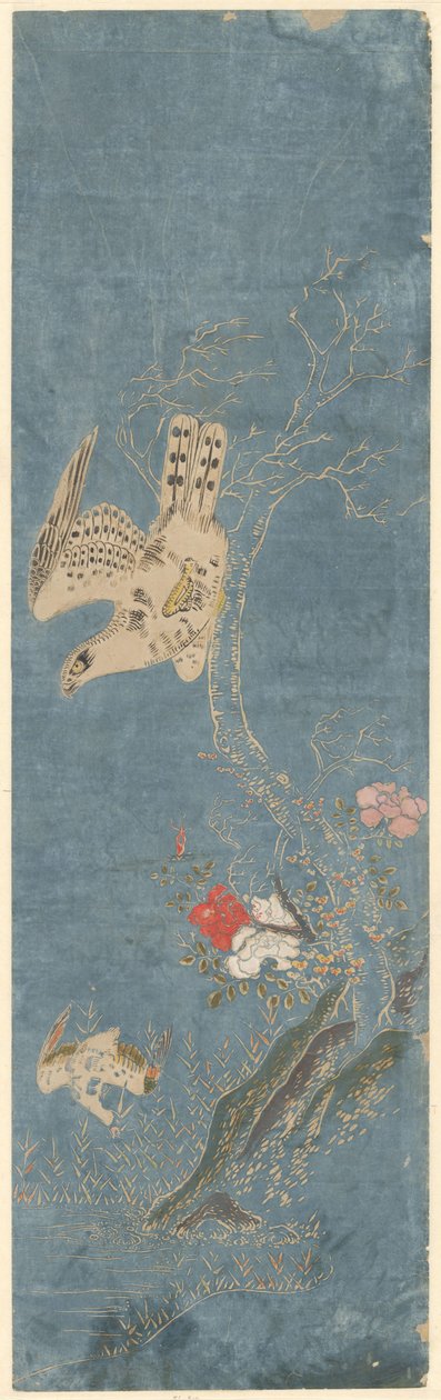 Goshawk caçando um pato de Isoda Kôryûsai (attributed to)