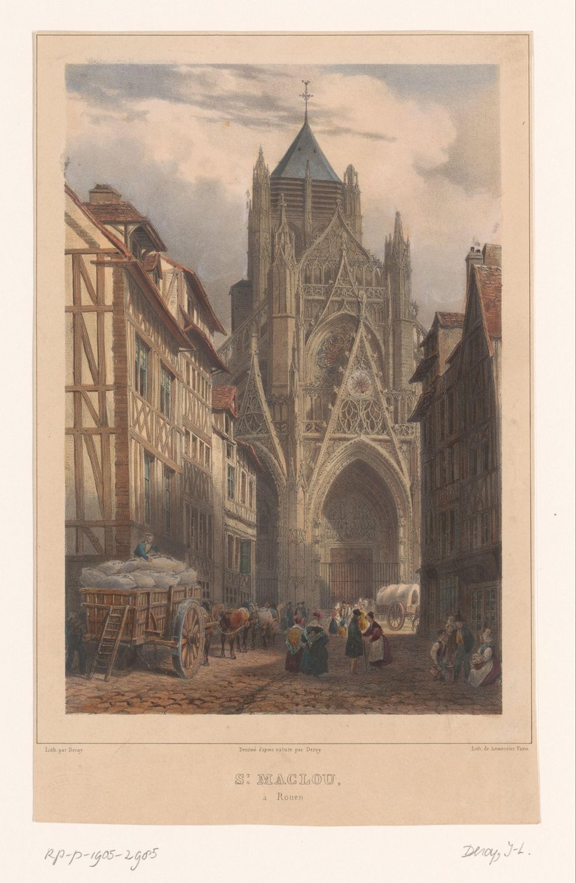 Vista da Igreja de Saint-Maclou em Rouen St. Maclou à Rouen (título no objeto) Rostos na França (título da série) La France (título da série) de Isodore Laurent Deroy