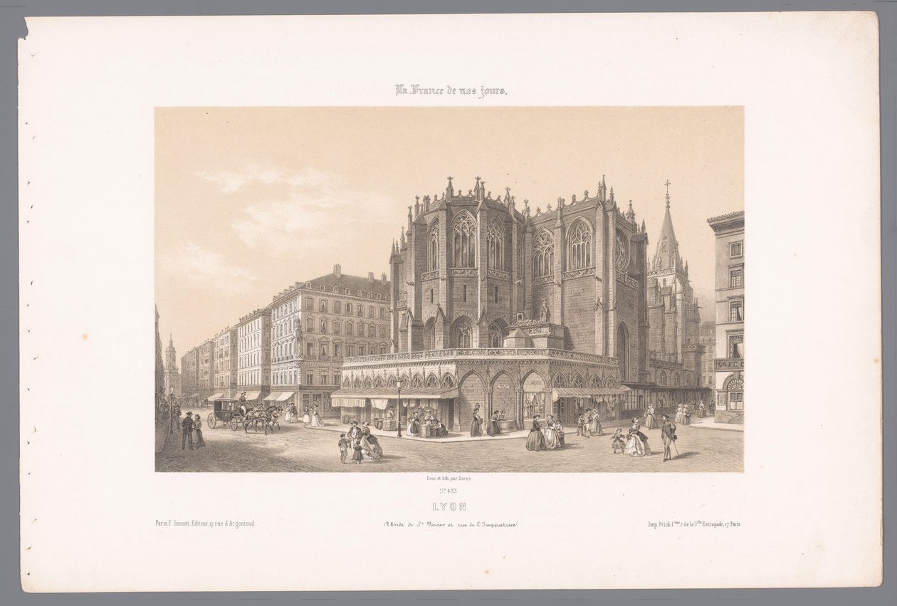 Zicht op de kerk Saint-Nizier en de rue de l
