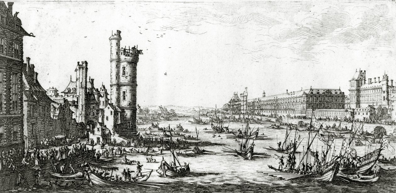 O Palácio do Louvre e a Torre de Nesle, gravada por Perelle de Israël Silvestre the Younger