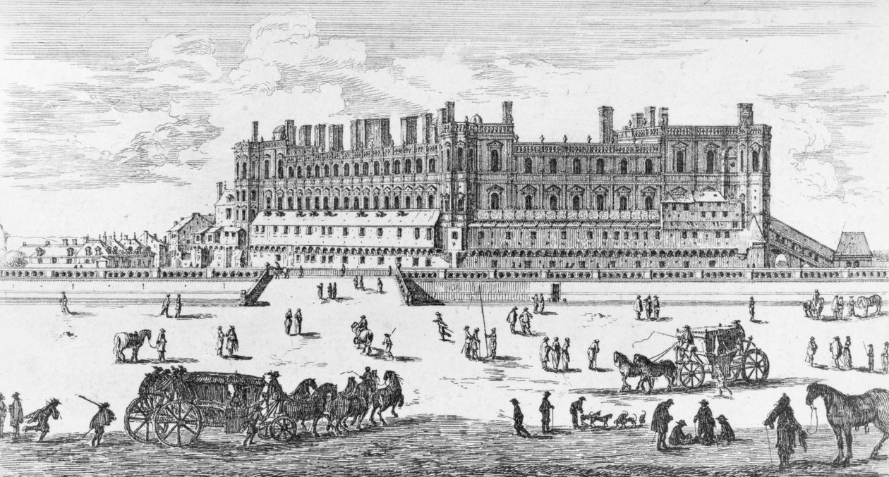 Vista do Castelo de Saint-Germain-en-Laye, 1658 (gravura) (foto bw) de Israël Silvestre the Younger