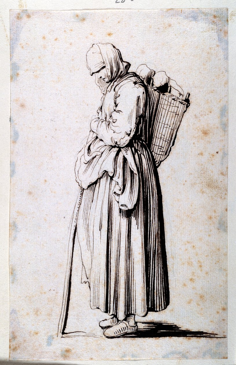 Figura com cesto (caneta e tinta castanha sobre papel) de School Lebanese