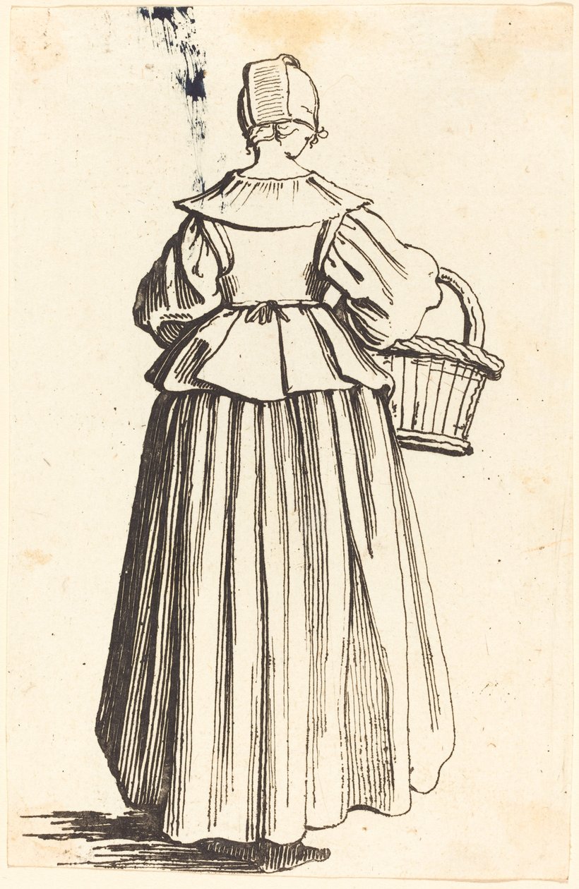 Mulher camponesa com cesta, vista por trás de Israel Henriet after Jacques Callot