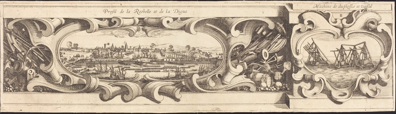 O Cerco de La Rochelle [placa 16 de 16; conjunto compreende 1952.8.97-112] de Israel Henriet or Abraham Bosse after Jacques Callot