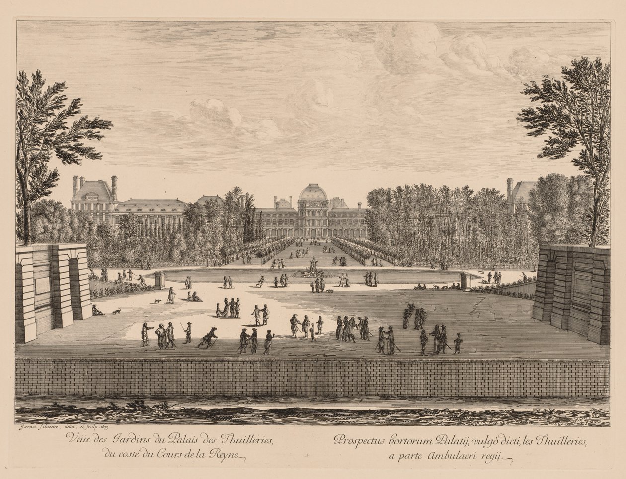 Vista do Palácio e dos jardins das Tulherias, a partir do pátio da Rainha de Israël Silvestre