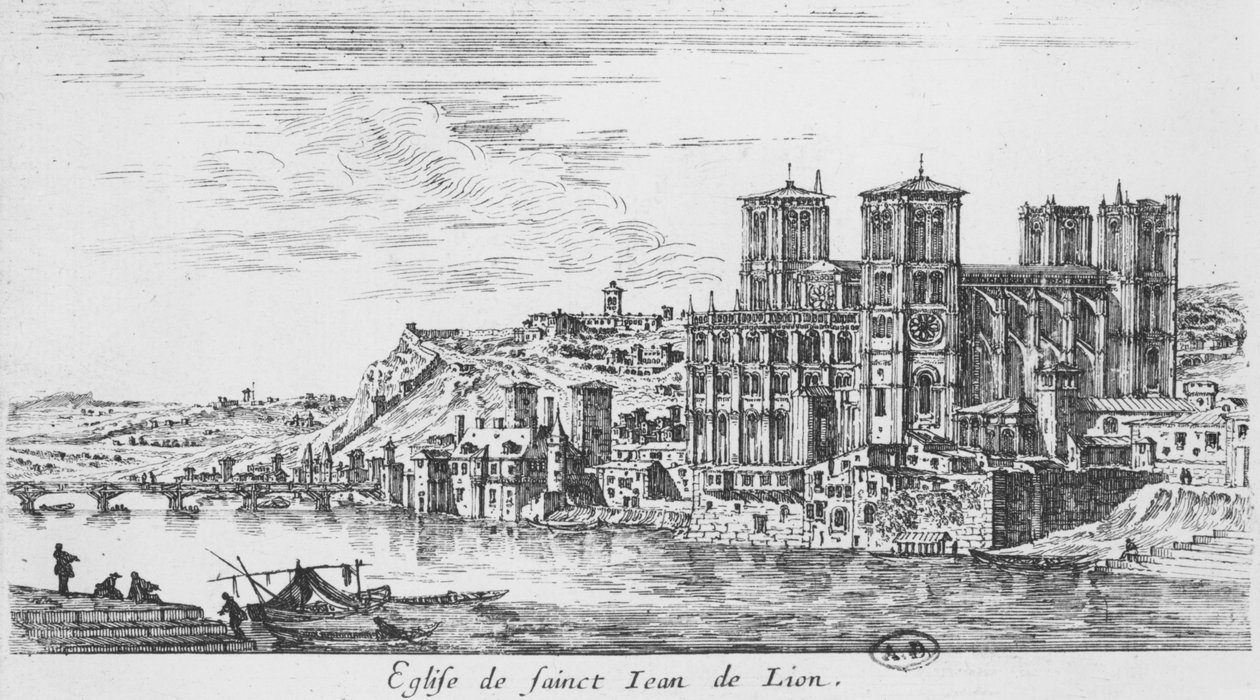 Vista, de, catedral saint-jean, lyon de Israël Silvestre the Younger