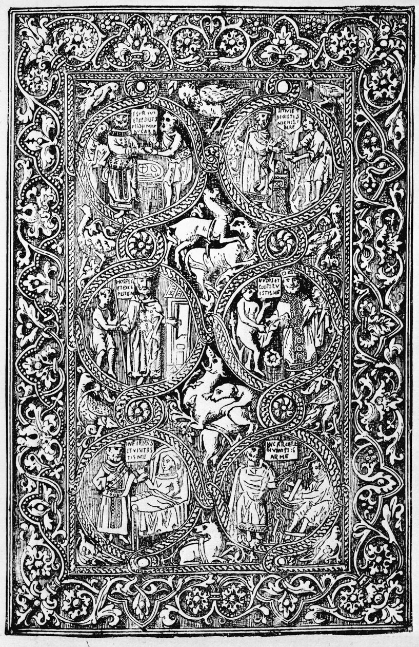 Uma cópia da capa de marfim da rainha Melisendes Psalter, reproduzida em The Crusades: a história do Reino Latino de Jerusalém por TA Archer, 1894 de Israeli School