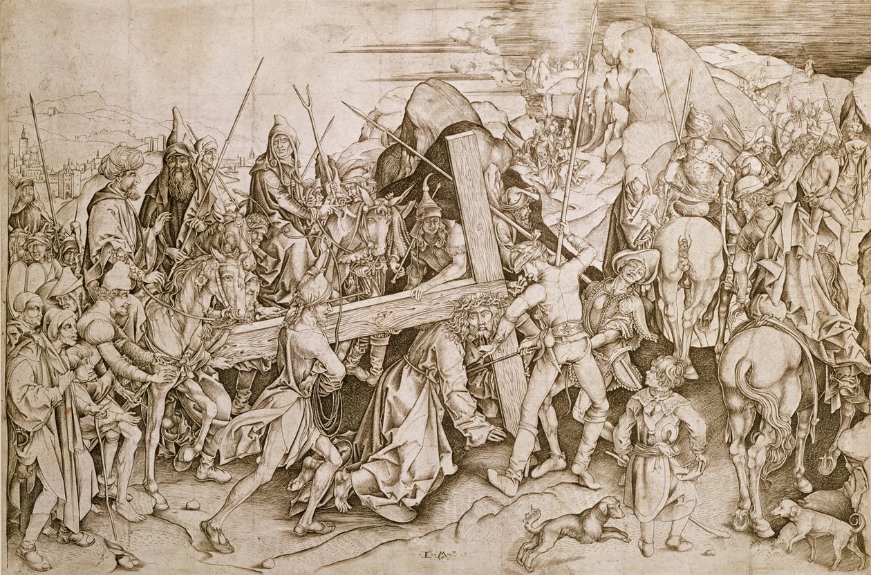 Cristo carregando sua cruz de Israhel van Meckenem