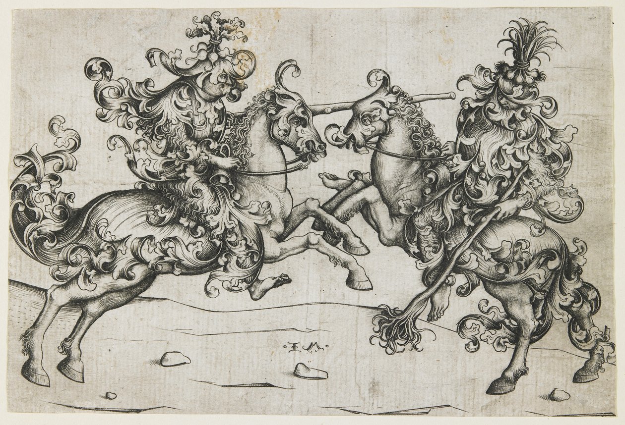 Justa de dois homens selvagens, c. 1480 de Israhel van Meckenem the younger