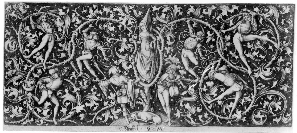 Ornamento com Dançarinos de Morris, c.1490-1500 de Israhel van Meckenem the younger