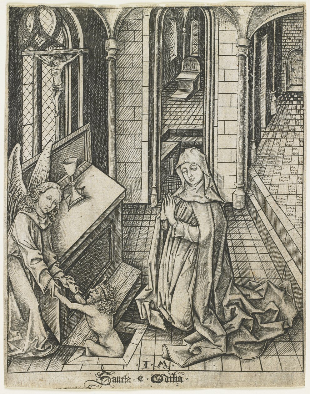 São Ottilia, e. 1475-1480 de Israhel van Meckenem the younger