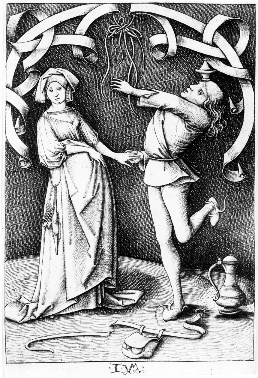 O malabarista e a mulher, c.1495-1503 de Israhel van Meckenem the younger