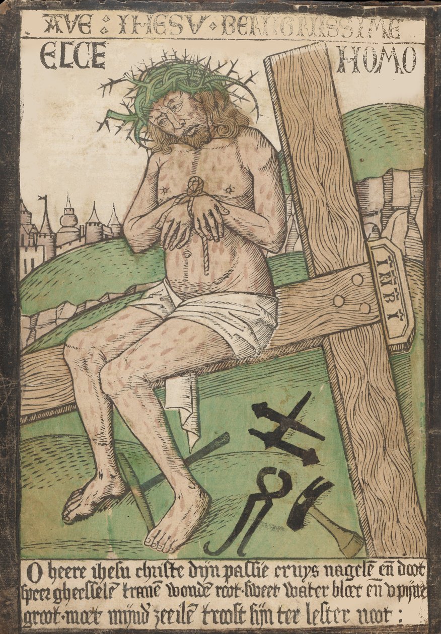 Álbum com doze gravuras da Paixão, uma xilogravura de Cristo como o Homem..., finais do século XV. de Israhel van Meckenem