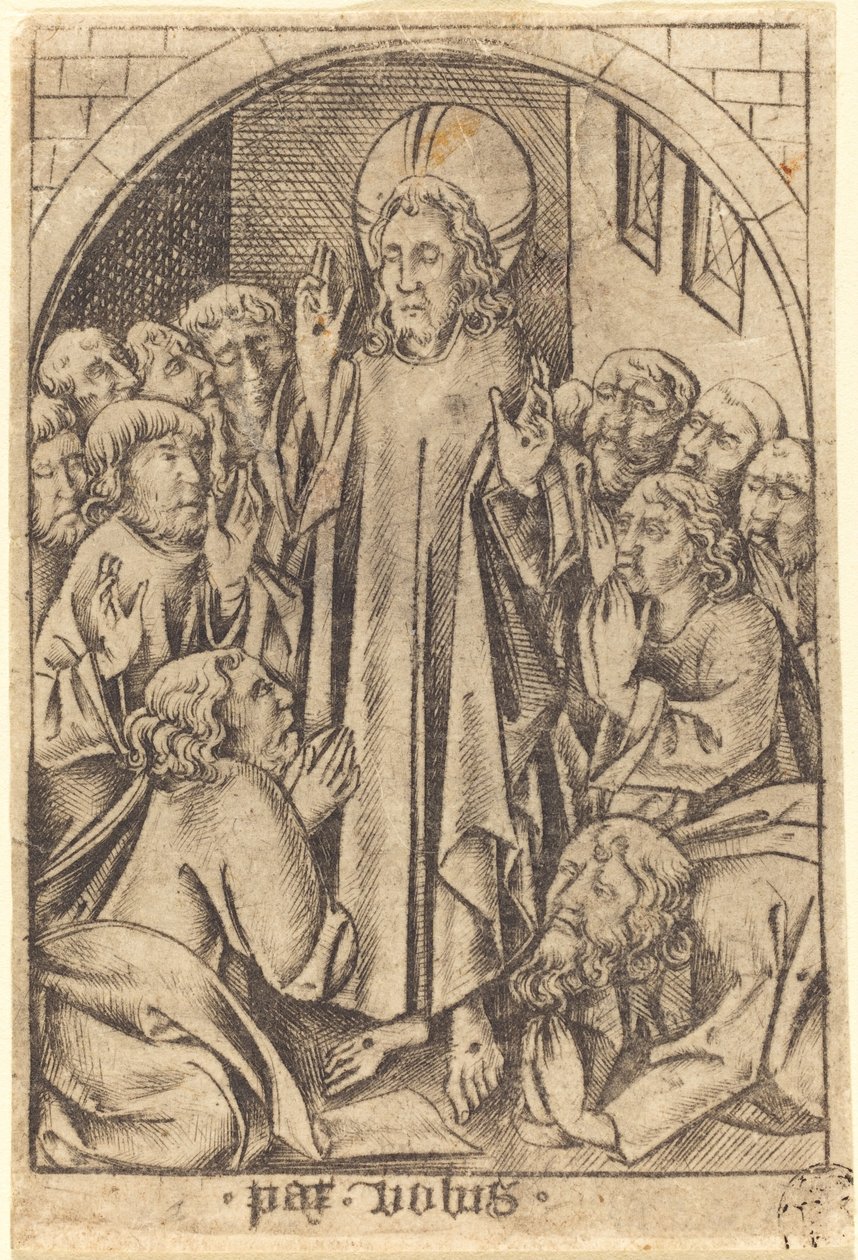 Cristo Aparecendo aos Discípulos, c. 1465. de Israhel van Meckenem