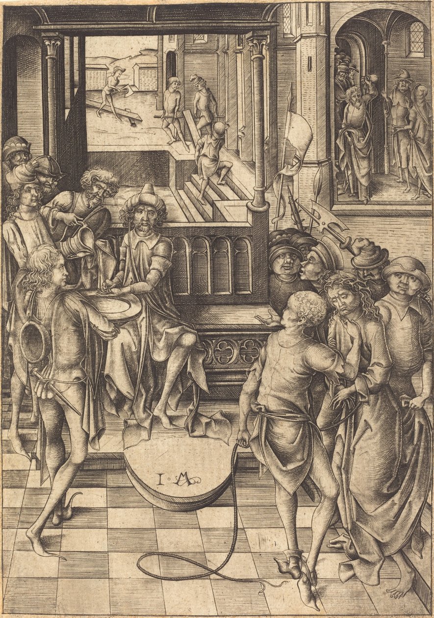 Cristo diante de Pilatos, c. 1480. de Israhel van Meckenem