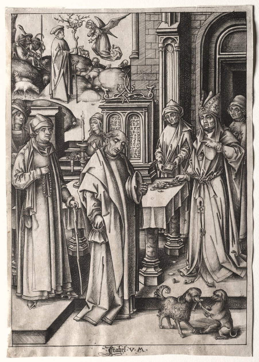 Sumo Sacerdote Rejeitando a Oferta de Joachim. de Israhel van Meckenem