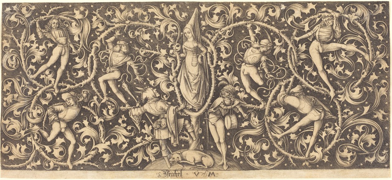 Ornamento com dançarinos de Morris de Israhel van Meckenem