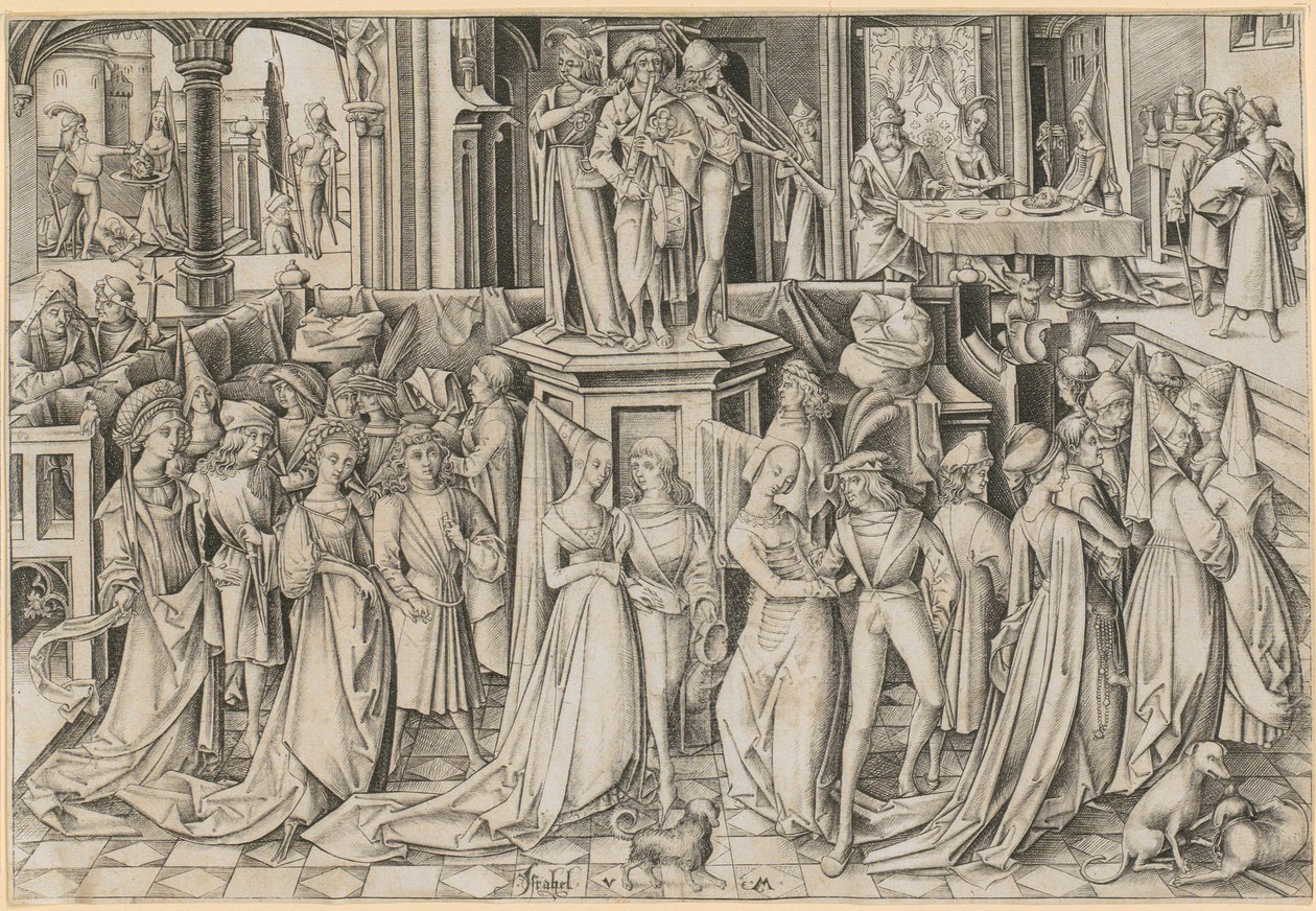 Tanz am Hof des Herodes de Israhel van Meckenem