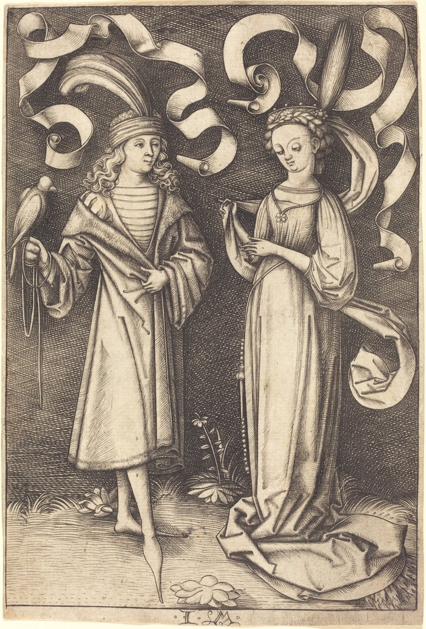 O Falcoeiro e Nobre Dama, c. 14951503. de Israhel van Meckenem