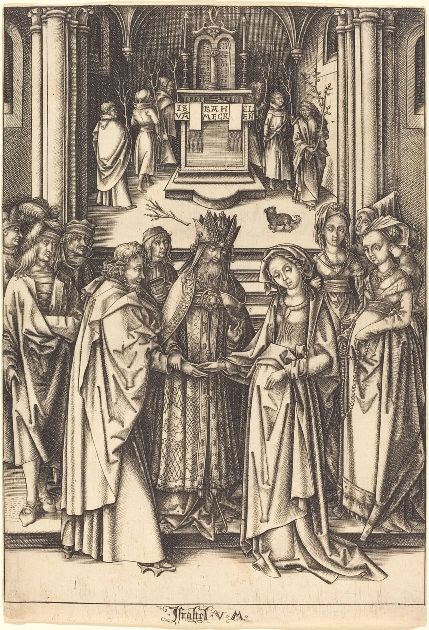 O Casamento da Virgem, c. 14901500. de Israhel van Meckenem