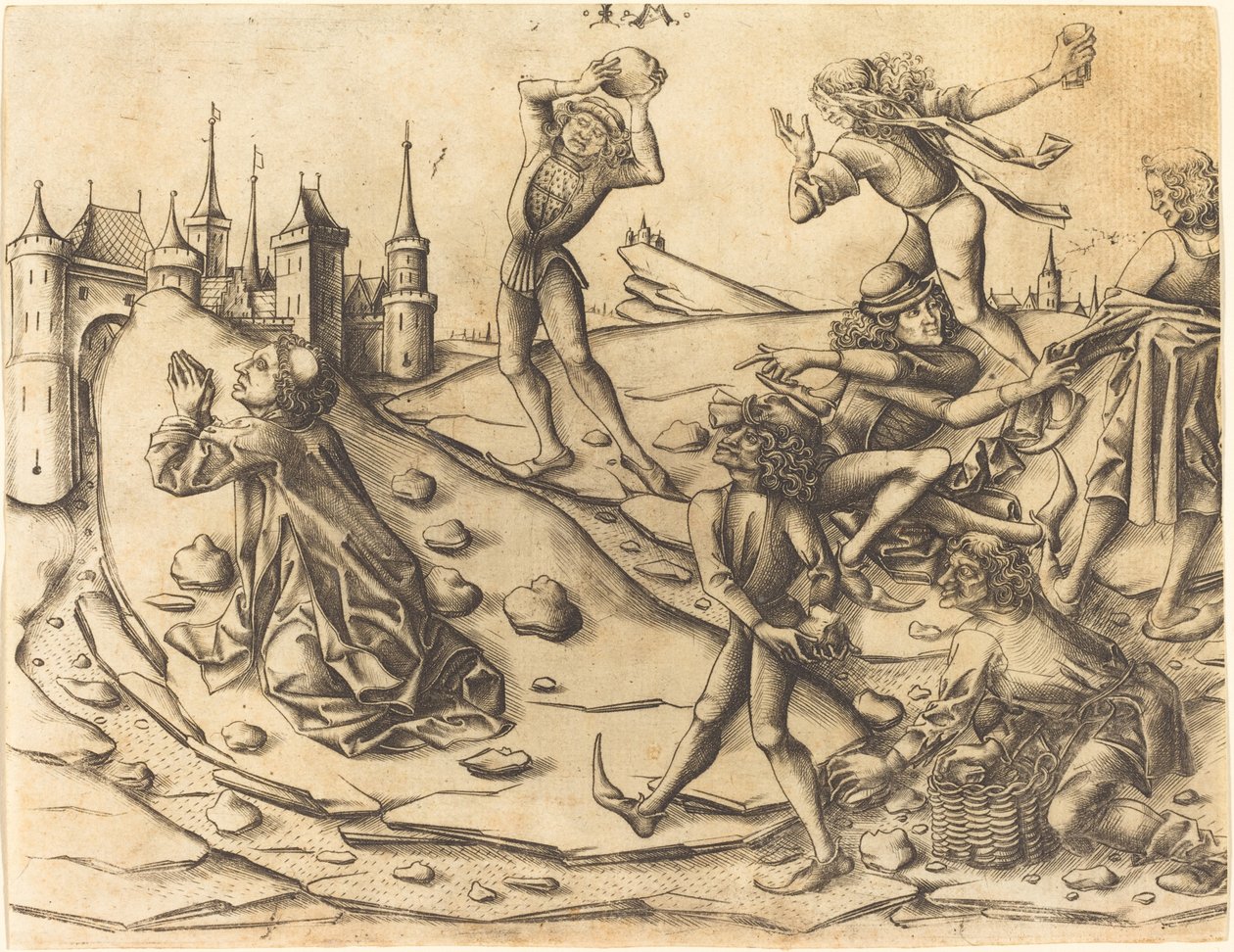 O apedrejamento de Santo Estêvão, c. 1470. de Israhel van Meckenem