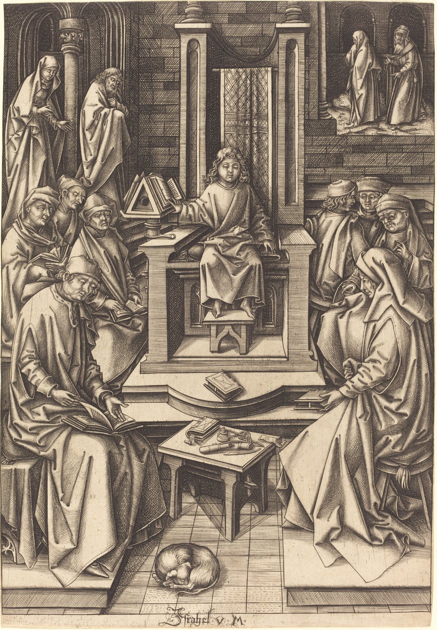 Cristo entre os médicos de Israhel van Meckenem after Hans Holbein the Elder