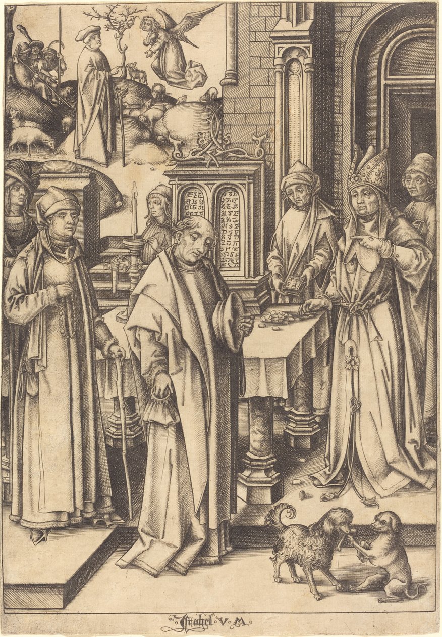 Sacrifício de Joaquim de Israhel van Meckenem after Hans Holbein the Elder