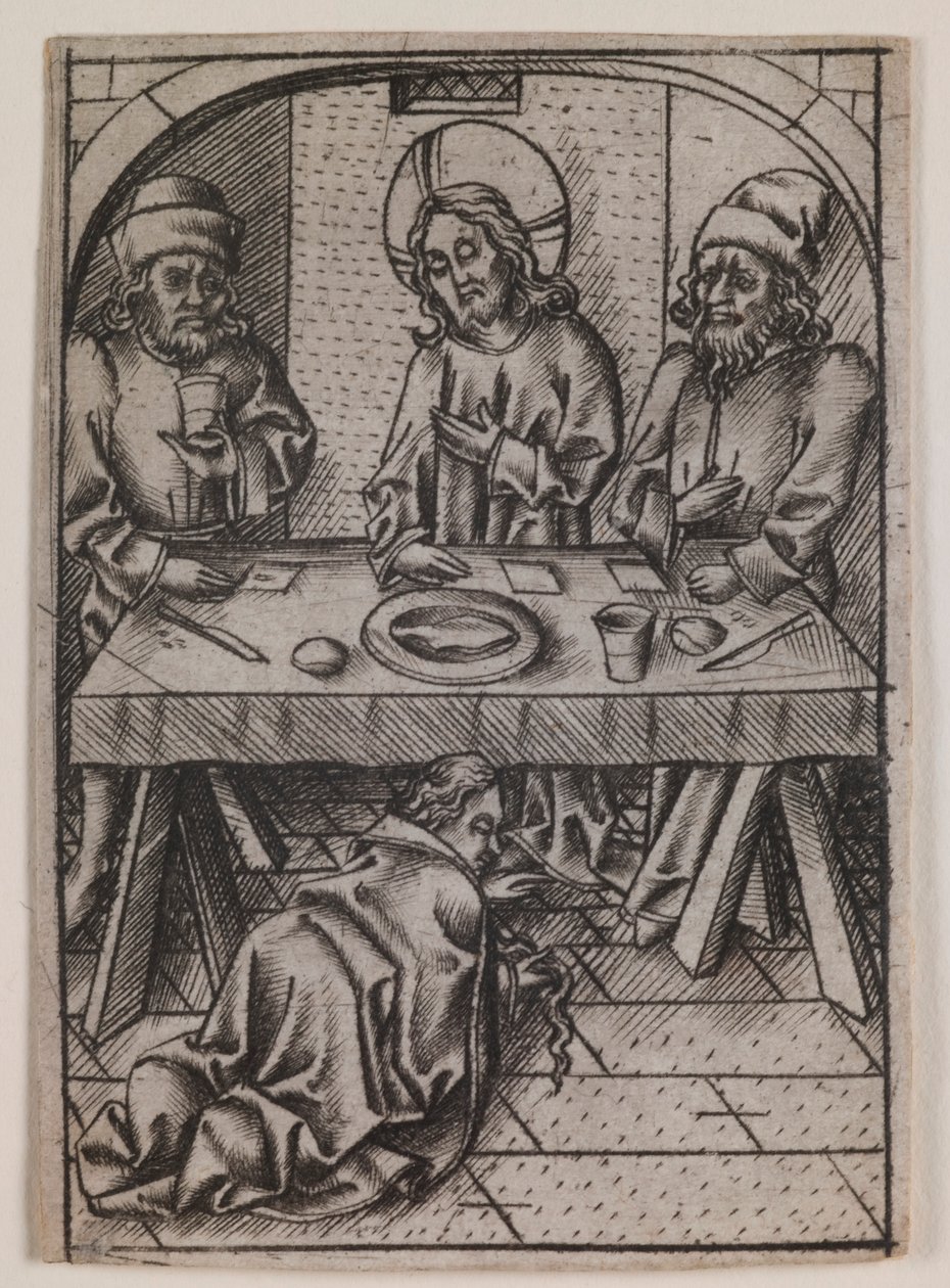 Maria Madalena lavando os pés de Cristo de Israhel van Meckenem the younger