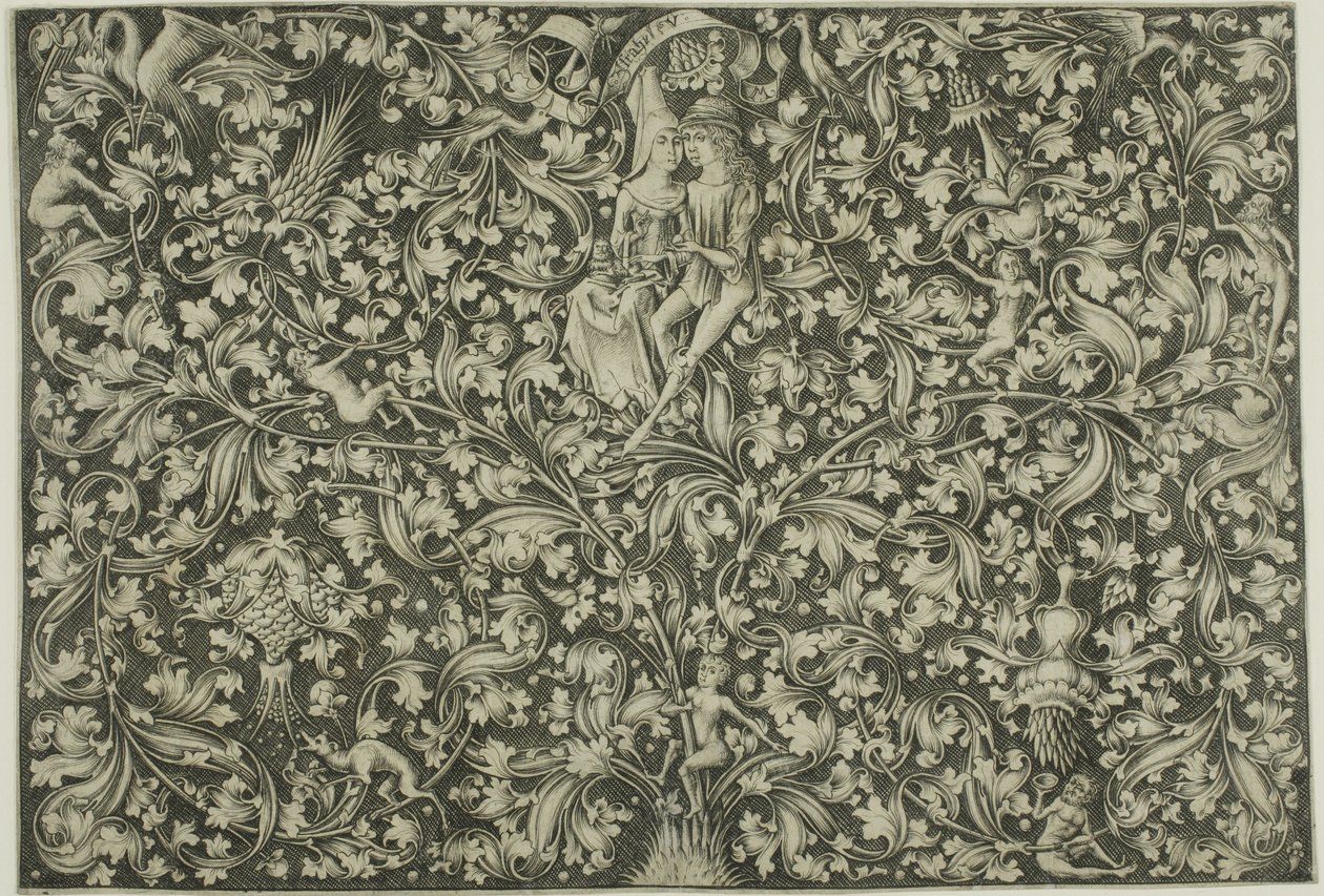 Painel ornamental com dois amantes de Israhel van Meckenem the younger