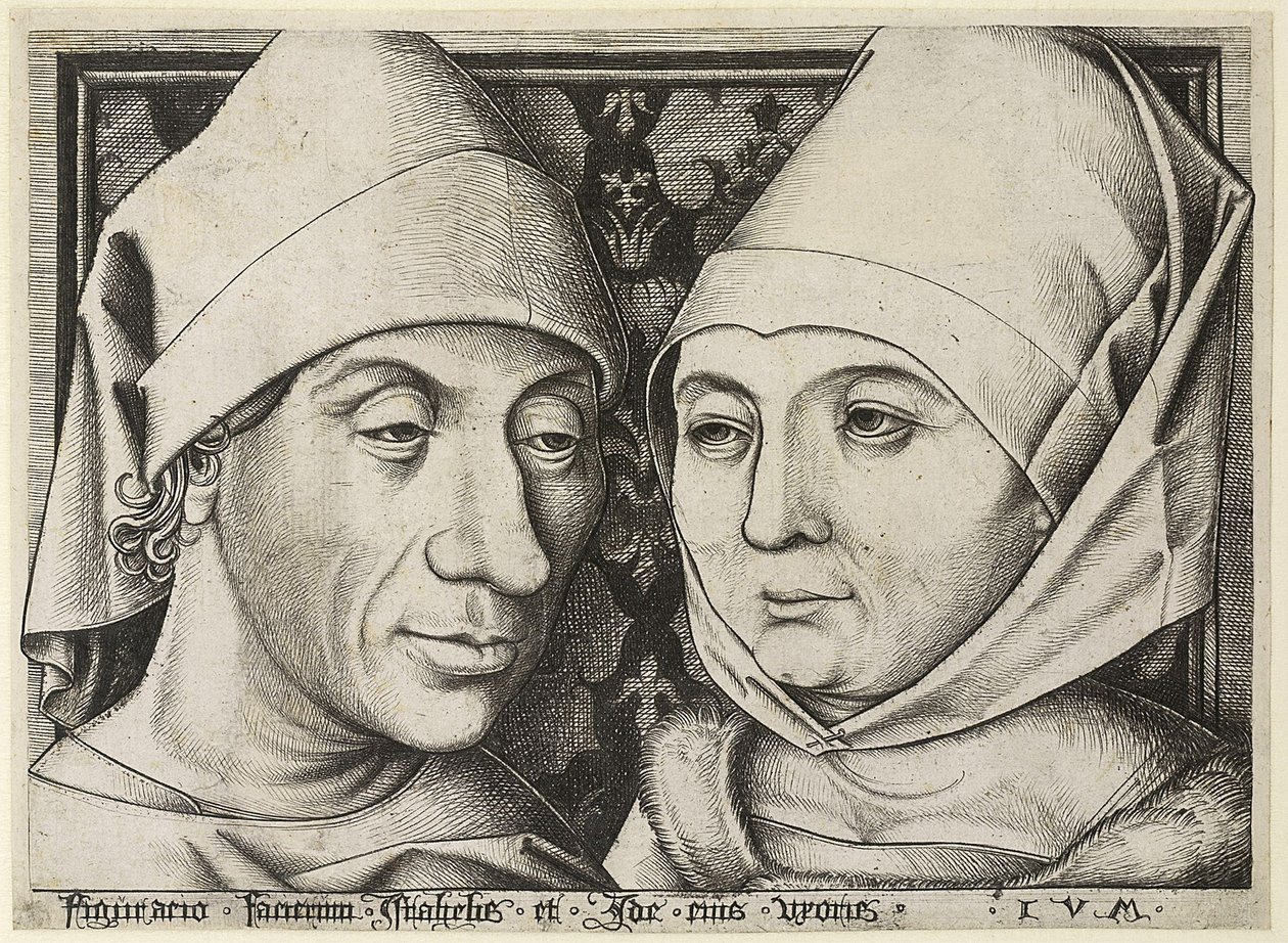 Auto-retrato com a esposa Ida, c. 1490 de Israhel van Meckenem the younger