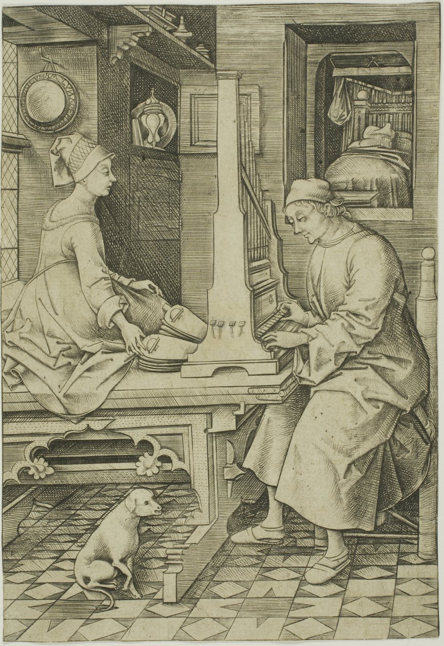 O tocador de órgão e a sua mulher de Israhel van Meckenem the younger