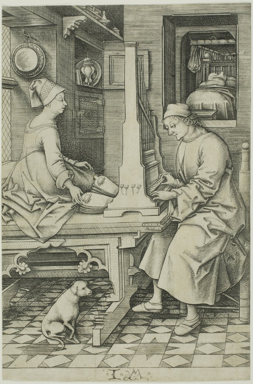 O tocador de órgão e a sua mulher de Israhel van Meckenem the younger
