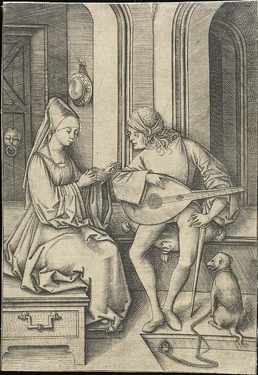 O cantor e o tocador de alaúde de Israhel van Meckenem the younger