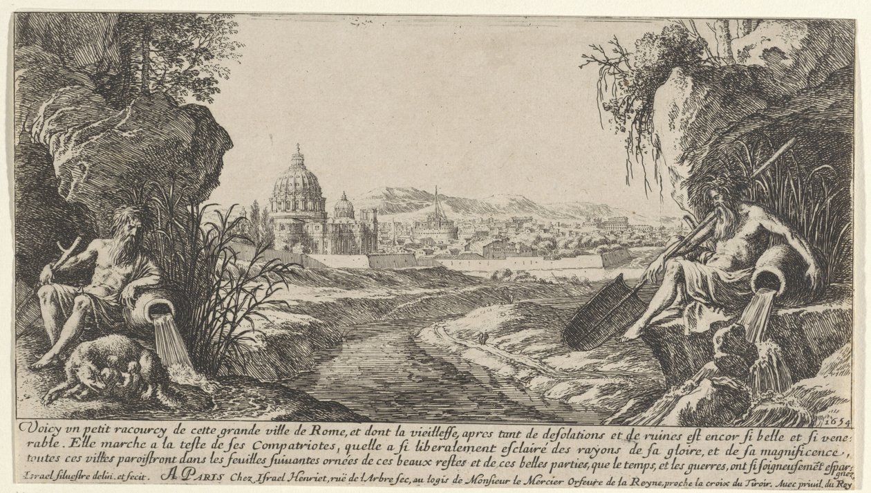 Vista de Roma com dois deuses do rio Vistas de Paris e Roma (título da série) de Israël Silvestre
